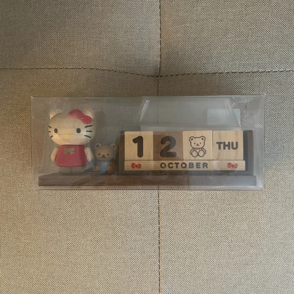 Sanrio Hello Kitty Vintage Wooden Block Calendar Desk Decor Kawaii Collectible
